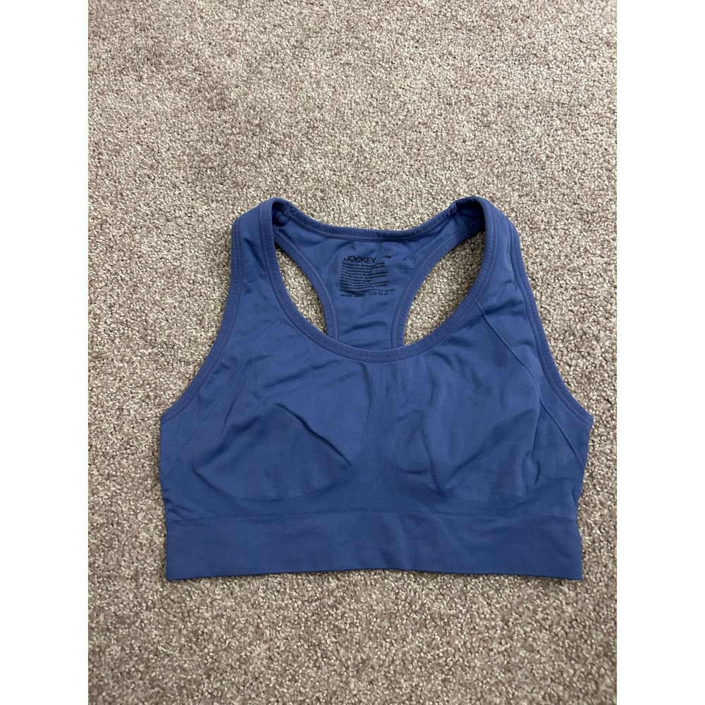 Jockey Sports Bra Womens M Blue Excellent Seamless Racerback Recycled Nylon